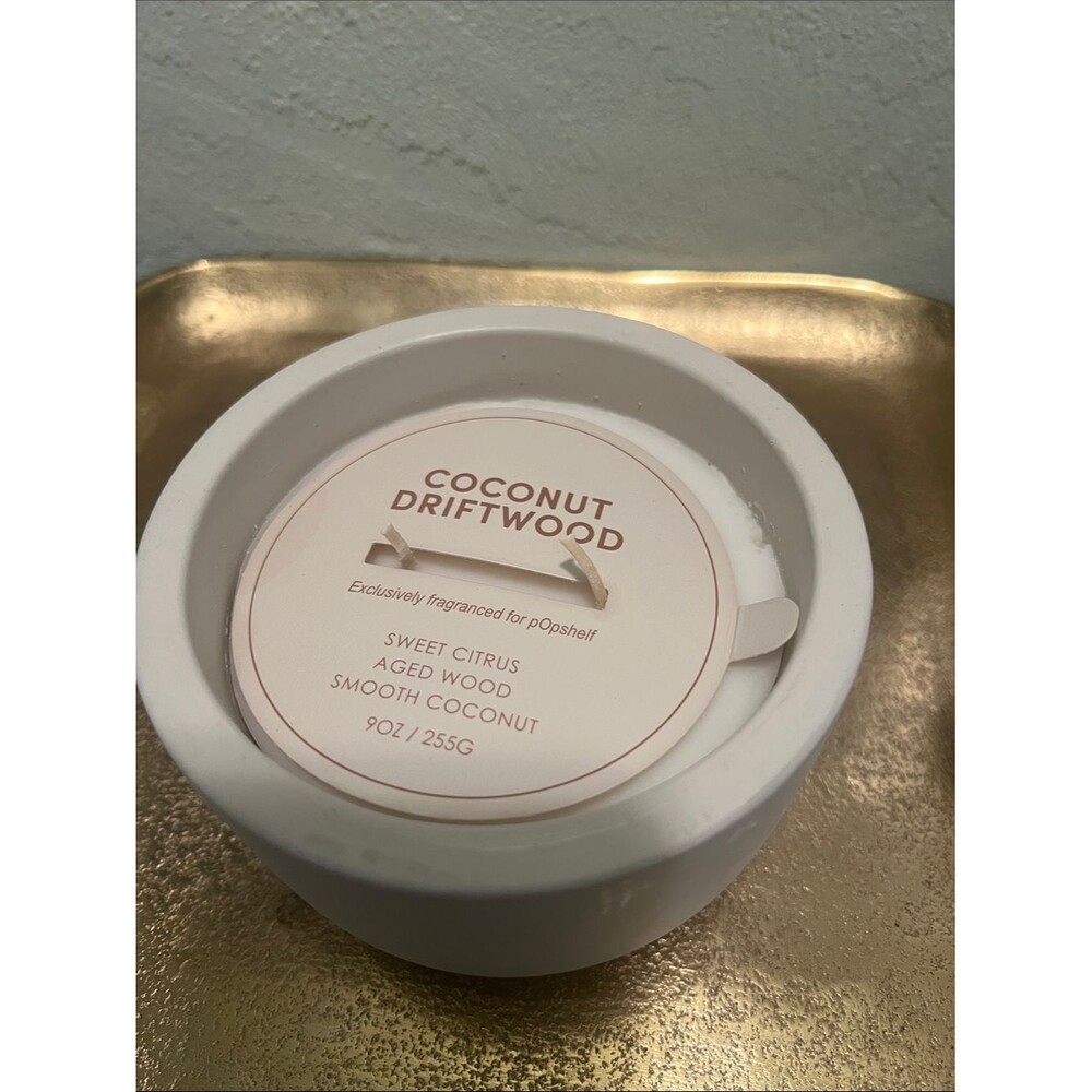 #2085**90Z/255G”3X5”Coconut Driftwood Scented Candle - White